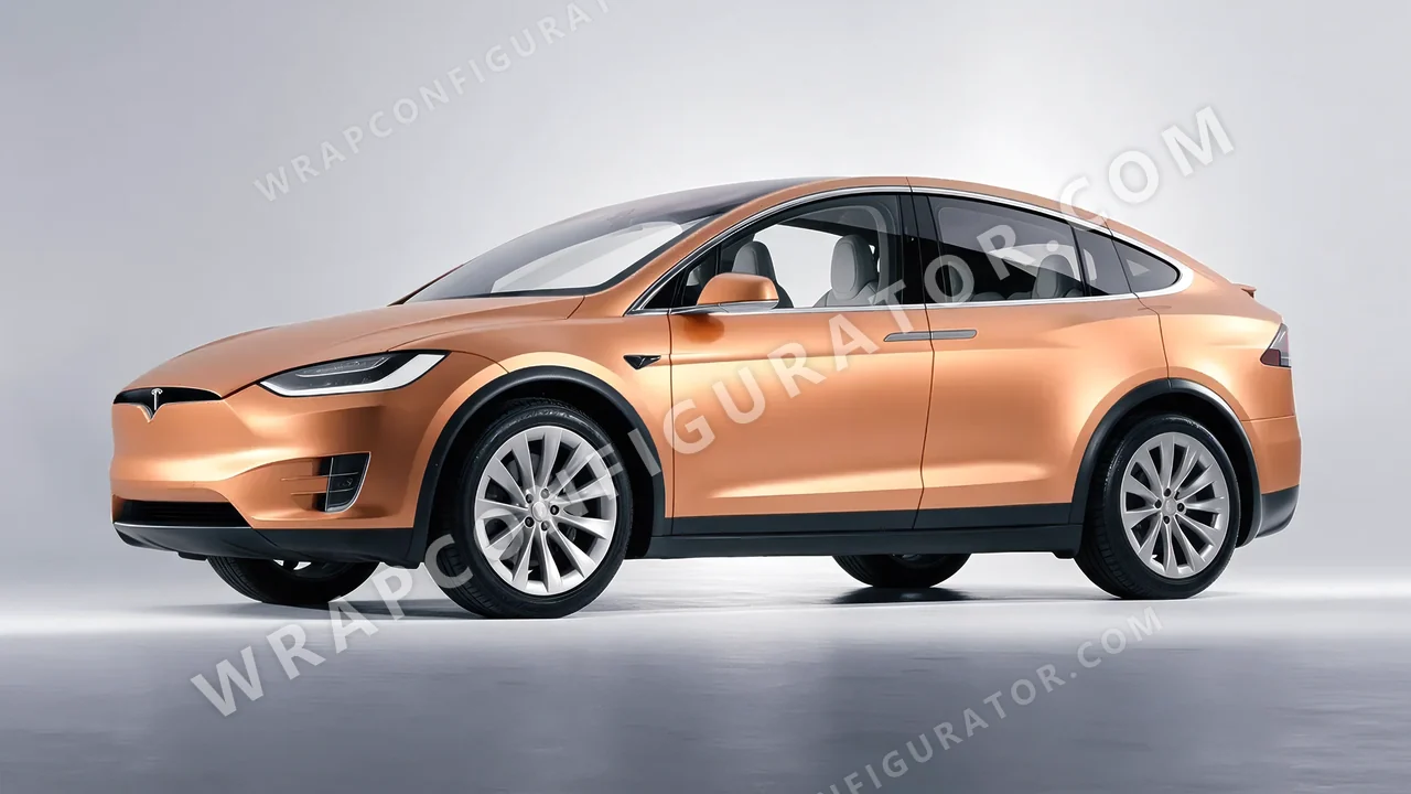 Orange Tesla Model X 2017 wrapped in ORACAL Copper Kiss 970RA-313M