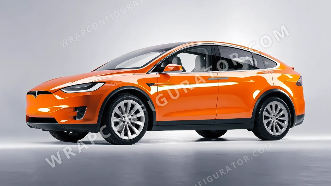 Orange Tesla Model X 2017 wrapped in ORACAL Daggi Orange 970RA-363G