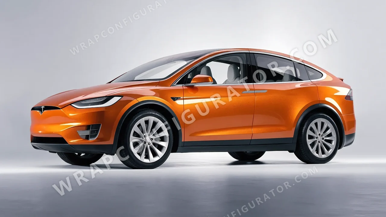Orange Tesla Model X 2017 wrapped in ORACAL Mandarin 970RA-300G