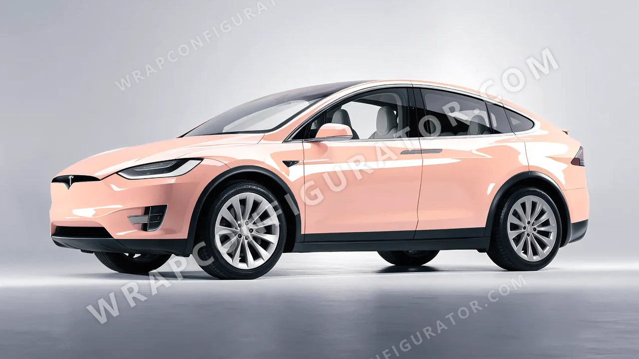 Pink Tesla Model X 2017 wrapped in Colourshield PPF by HyperPro Cherry Pink HGF75-P