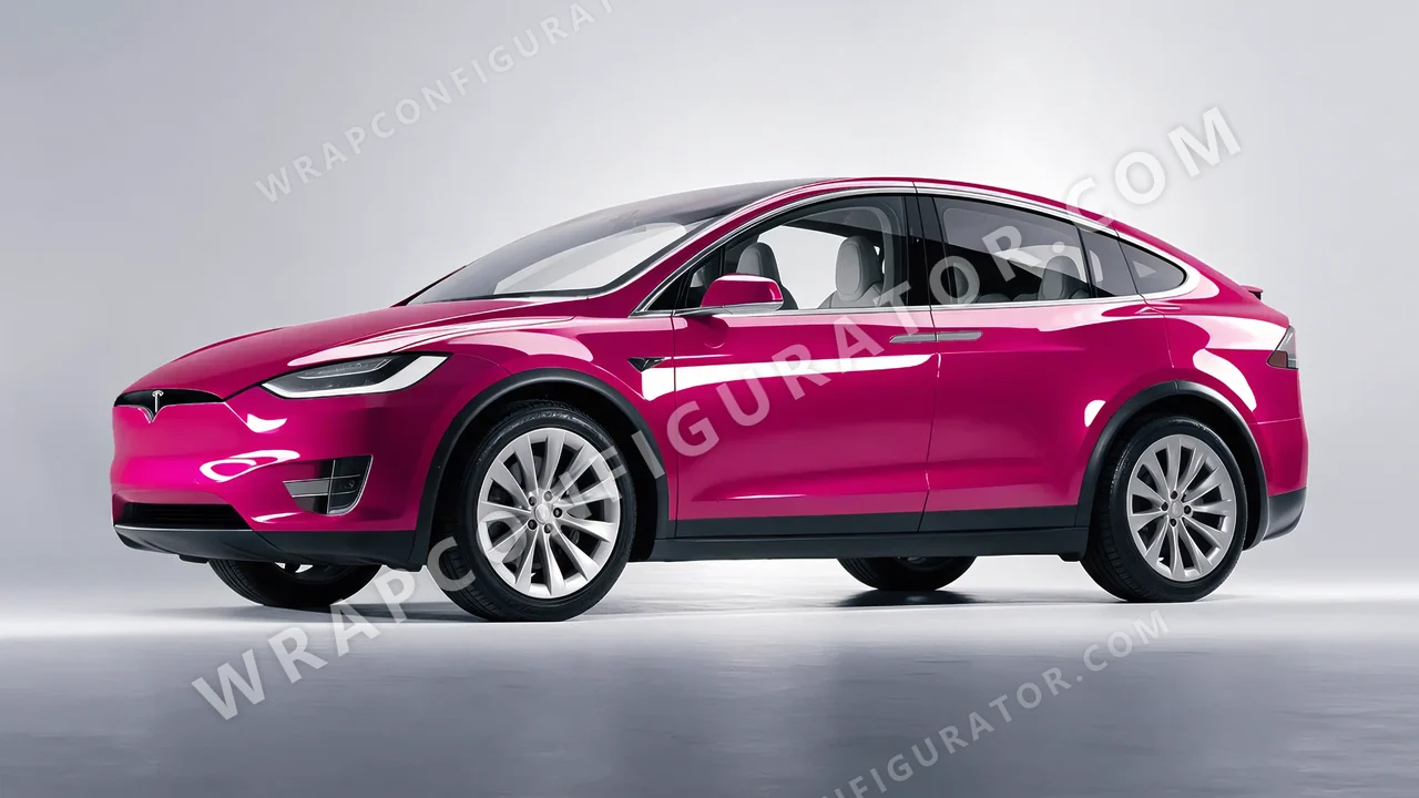 Pink Tesla Model X 2017 wrapped in Colourshield PPF by HyperPro Deep Pink HGF60-P