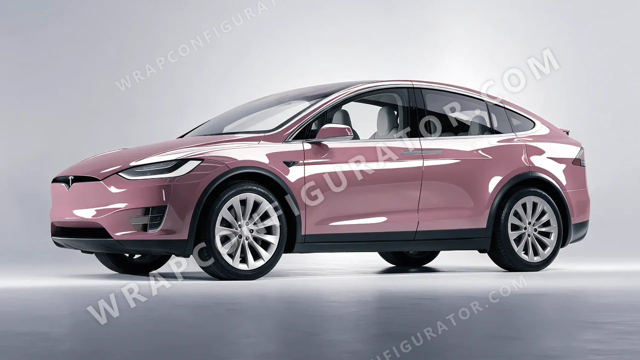 Pink Tesla Model X 2017 wrapped in Colourshield PPF by HyperPro Dried Pink HGF85-P