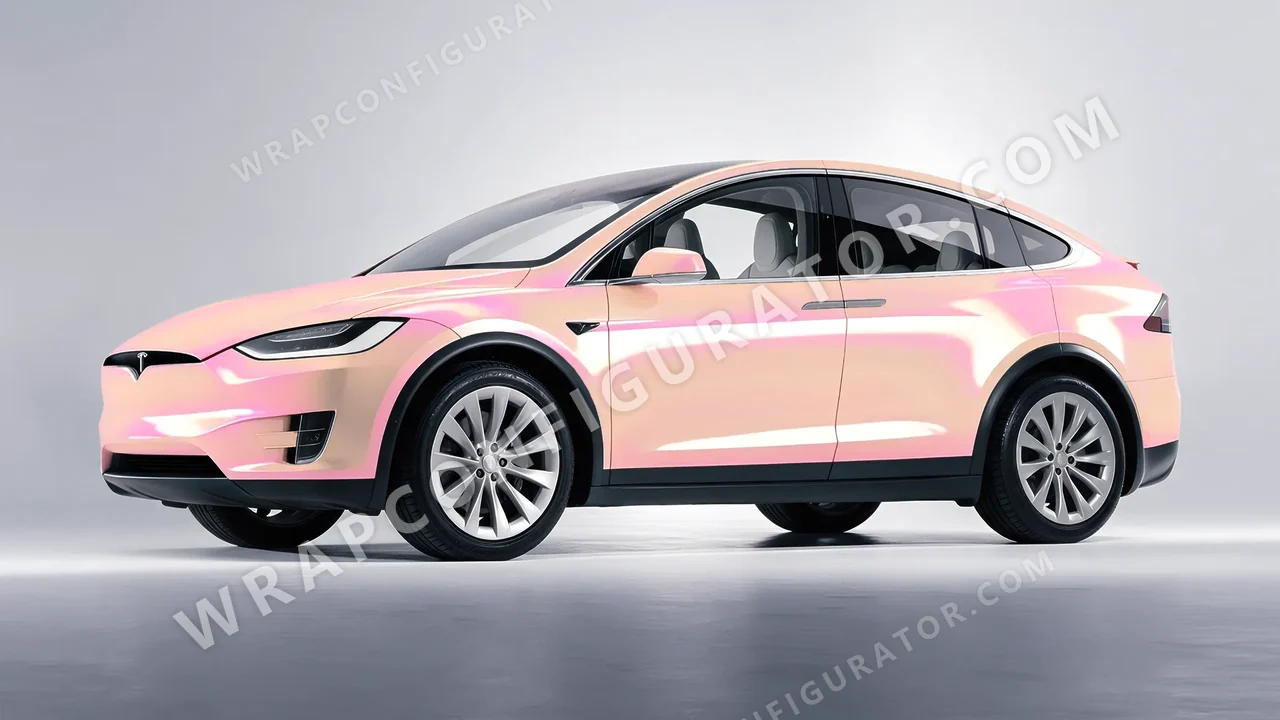 Pink Tesla Model X 2017 wrapped in Colourshield PPF by HyperPro Pink CGM03-P