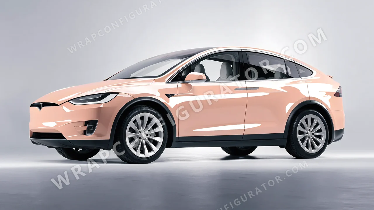 Pink Tesla Model X 2017 wrapped in Colourshield PPF by HyperPro Soft Pink HGF74-P