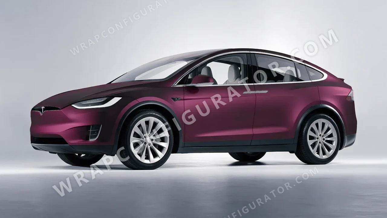 Pink Tesla Model X 2017 wrapped in KPMF Frozen Mystic Pink Matt K75575
