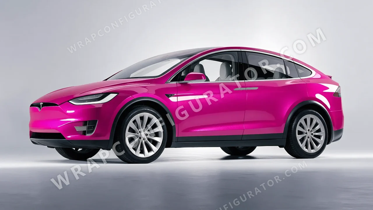 Pink Tesla Model X 2017 wrapped in KPMF Momentum Pink K75406