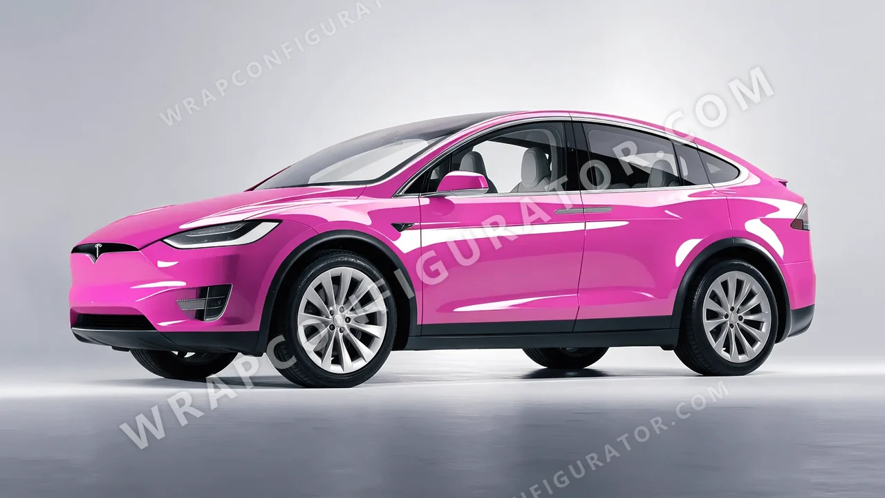Pink Tesla Model X 2017 wrapped in ORACAL Soft Pink 970RA-045G