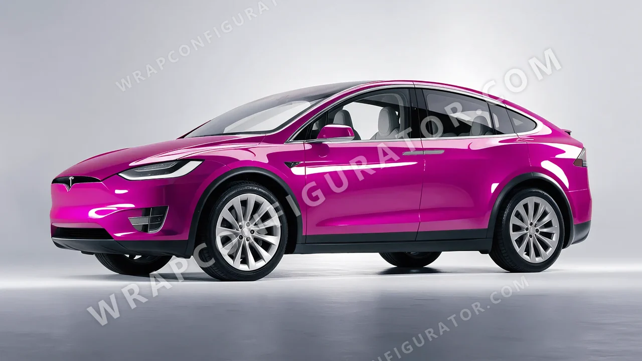 Pink Tesla Model X 2017 wrapped in ORACAL Telemagenta 970RA-077G