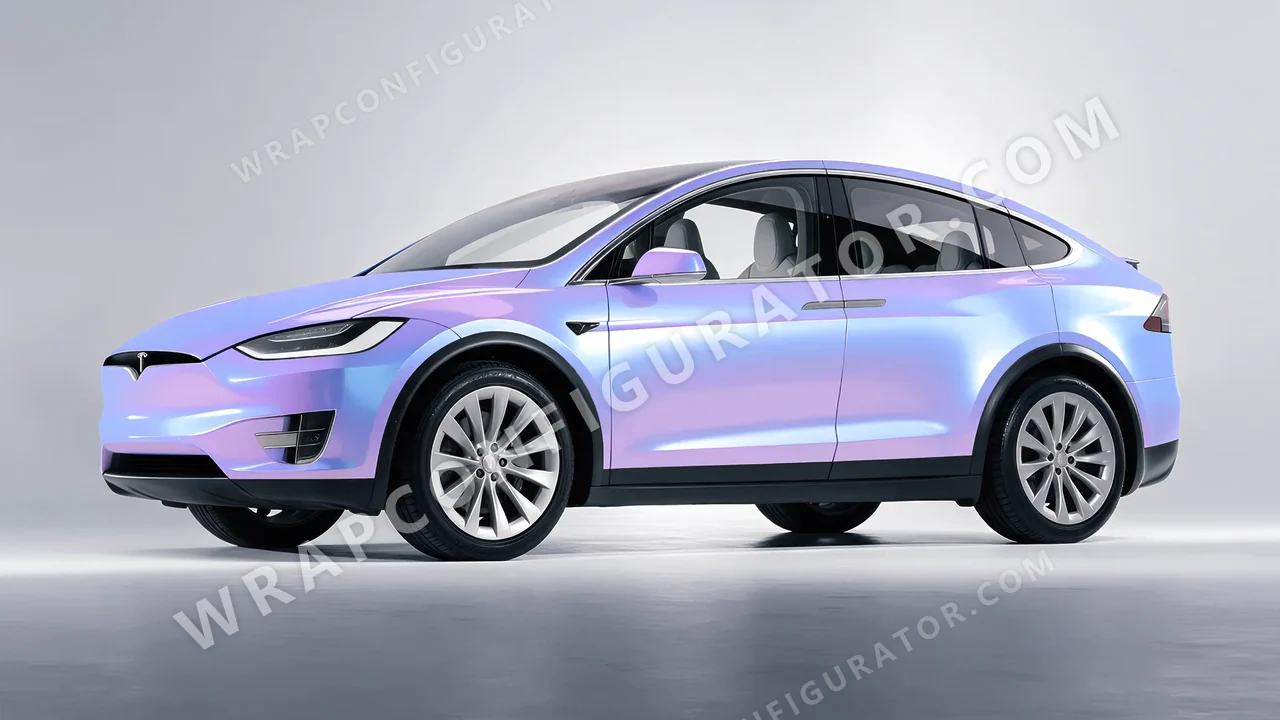 Purple Tesla Model X 2017 wrapped in Colourshield PPF by HyperPro Aurora Purple CGM08-P