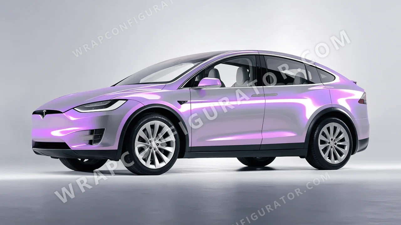 Purple Tesla Model X 2017 wrapped in Colourshield PPF by HyperPro Gray Purple CGM07-P