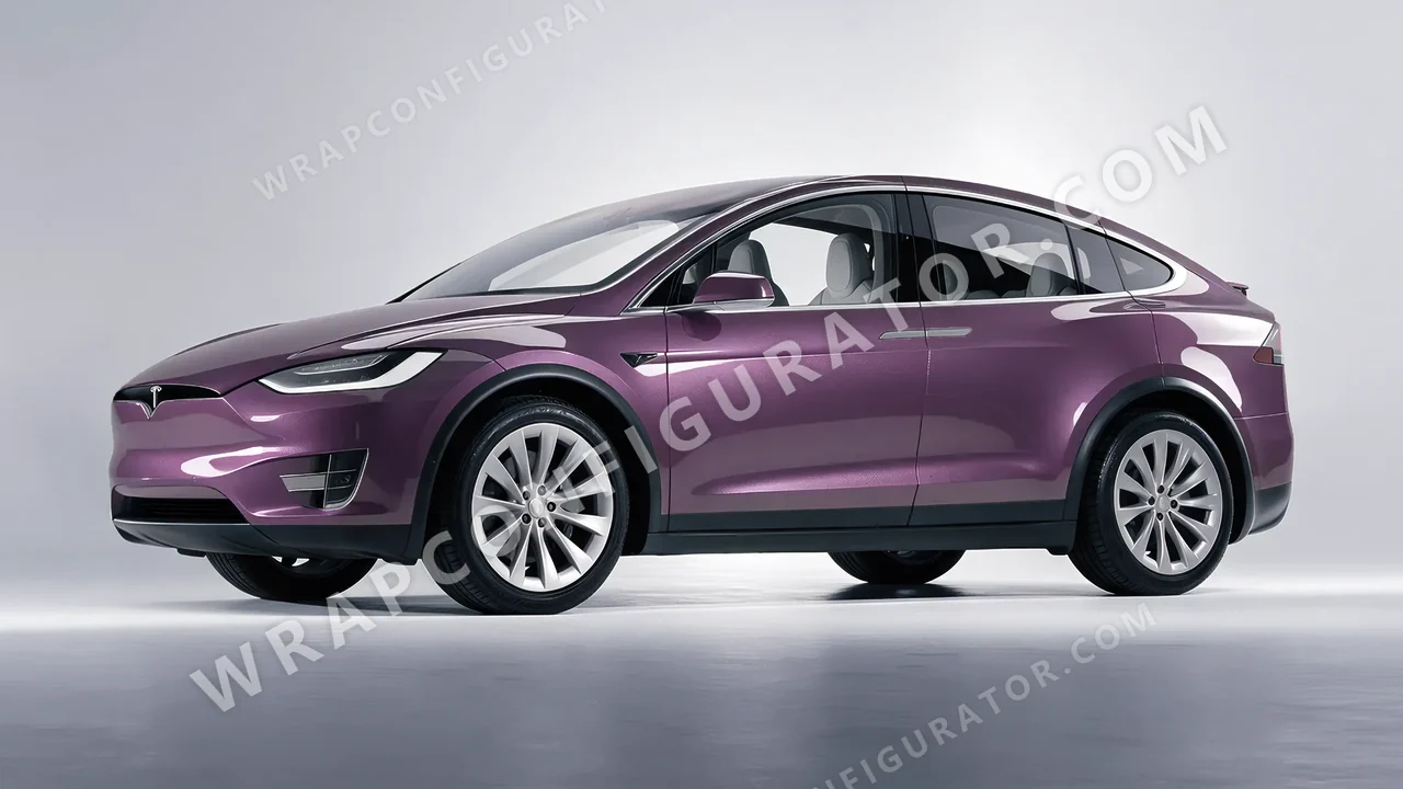 Purple Tesla Model X 2017 wrapped in Colourshield PPF by HyperPro Smoke Purple GAF22-P