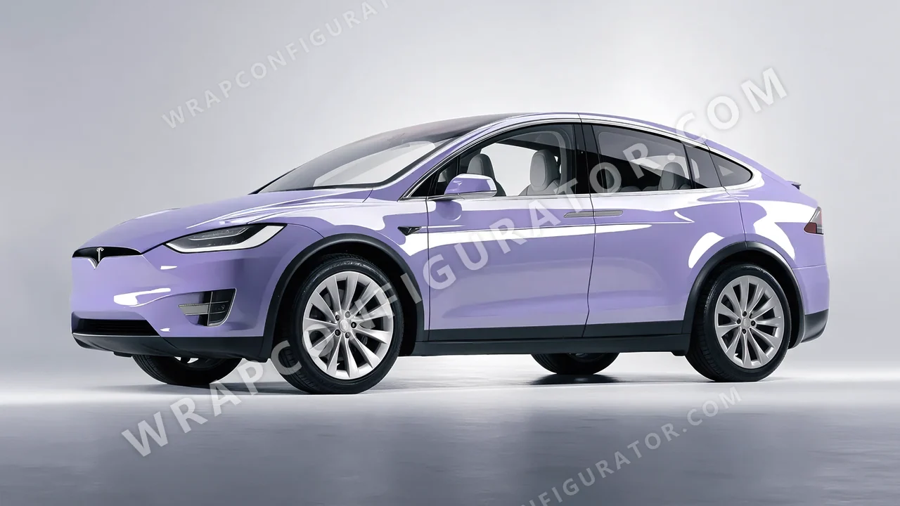 Purple Tesla Model X 2017 wrapped in Inozetek Dynamic PPF Grey Violet DPPF938