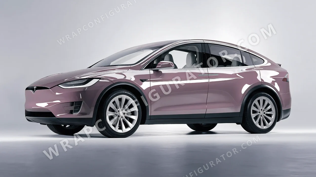 Purple Tesla Model X 2017 wrapped in Inozetek Dynamic PPF Misty Purple DPPF707