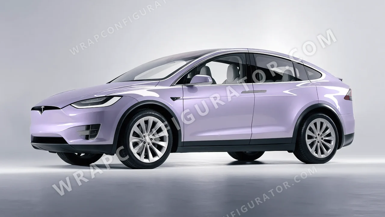 Purple Tesla Model X 2017 wrapped in Inozetek Dynamic PPF Provence Purple DPPF708