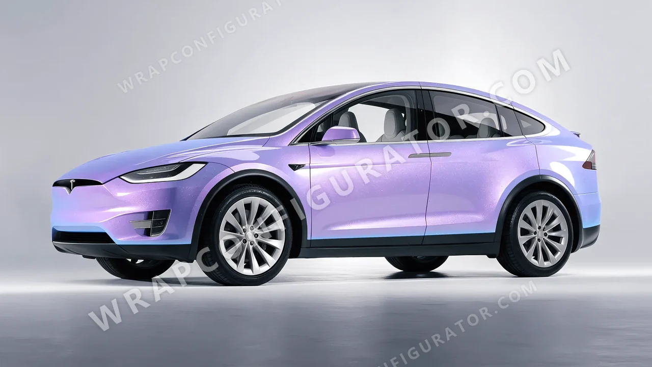 Purple Tesla Model X 2017 wrapped in Inozetek Dynamic PPF Purple DPPF939