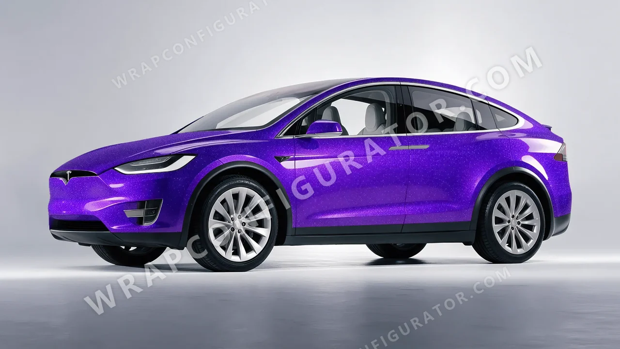 Purple Tesla Model X 2017 wrapped in ORACAL Enchanted Violet 970RA-185G