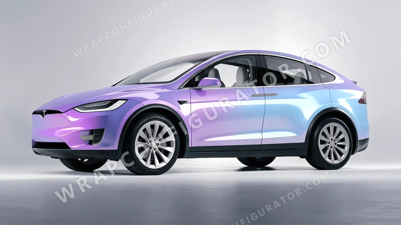 Purple Tesla Model X 2017 wrapped in ORACAL Gloss Amethyst 970RA-316G