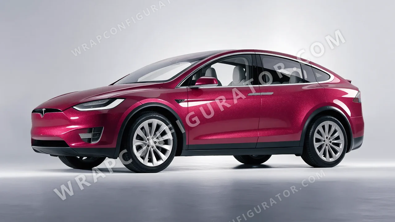 Red Tesla Model X 2017 wrapped in Avery Dennison Spark SW900-419-M