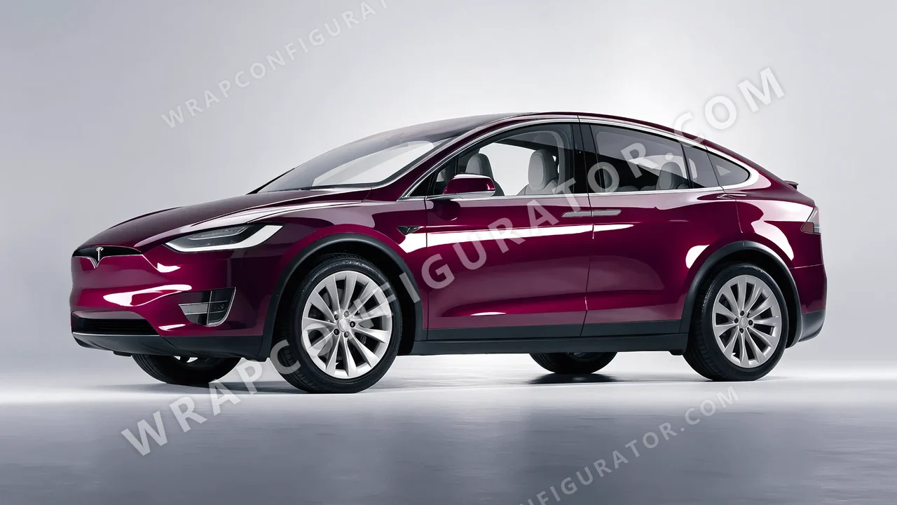 Red Tesla Model X 2017 wrapped in Colourshield PPF by HyperPro Ruby Star HGF61-P