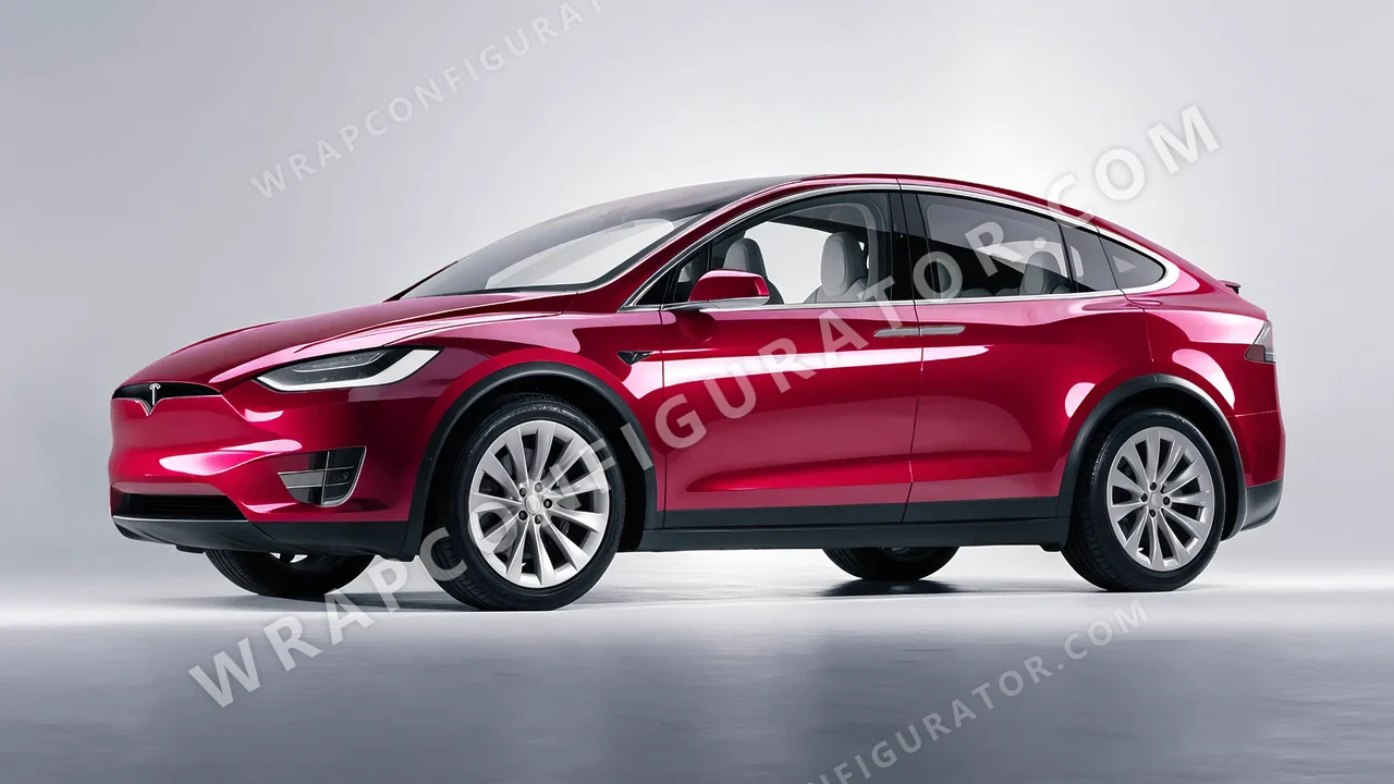 Red Tesla Model X 2017 wrapped in Colourshield PPF by HyperPro Strawberry Red HGF48-P