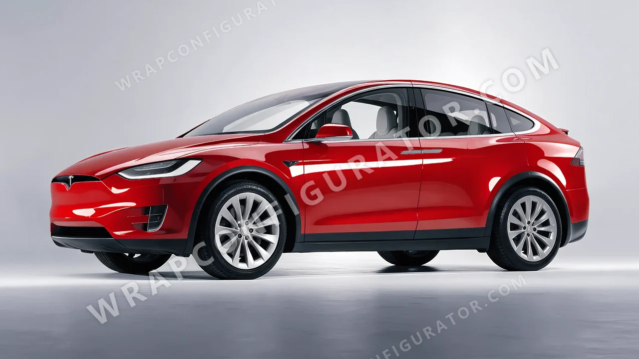 Red Tesla Model X 2017 wrapped in Colourshield PPF by HyperPro Tomato Red HGF71-P