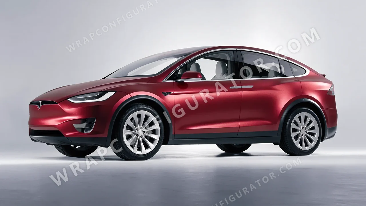 Red Tesla Model X 2017 wrapped in Inozetek Dynamic PPF Blood Red DPPF806