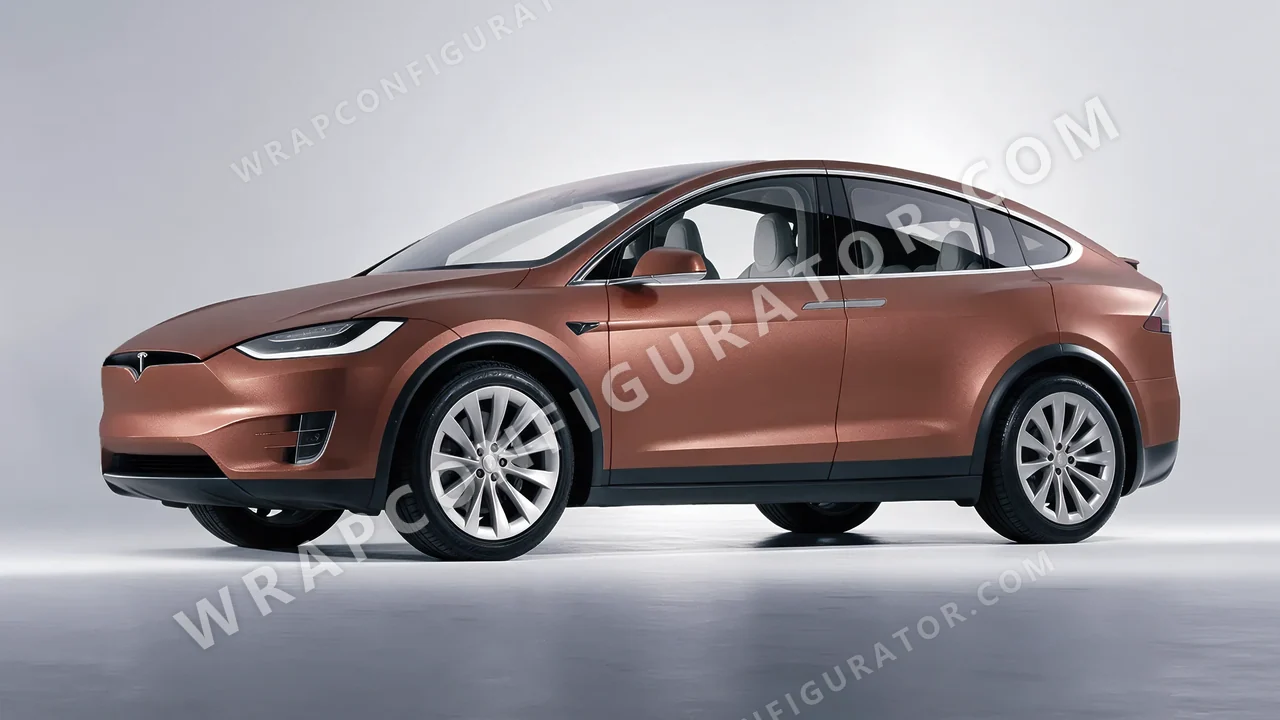 Red Tesla Model X 2017 wrapped in KPMF Matt Russet Red K75545