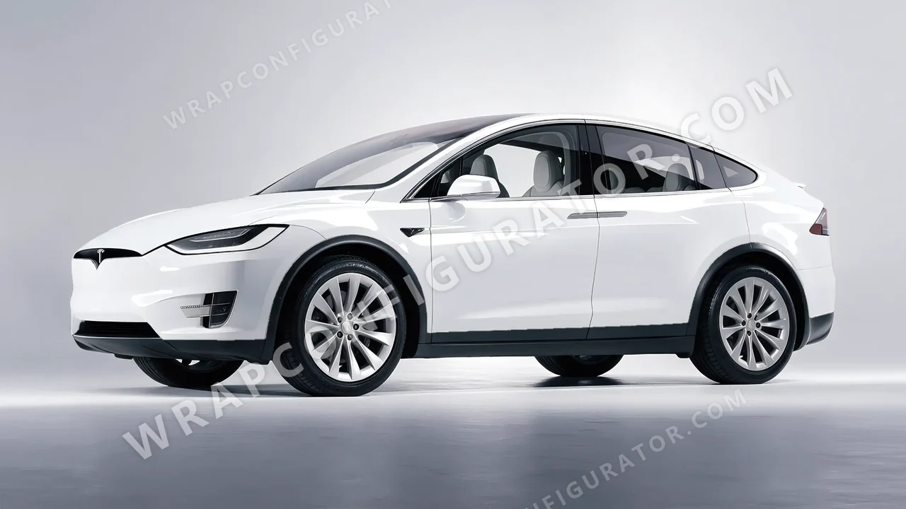 White Tesla Model X 2017 wrapped in 3M Gloss White Aluminum G120