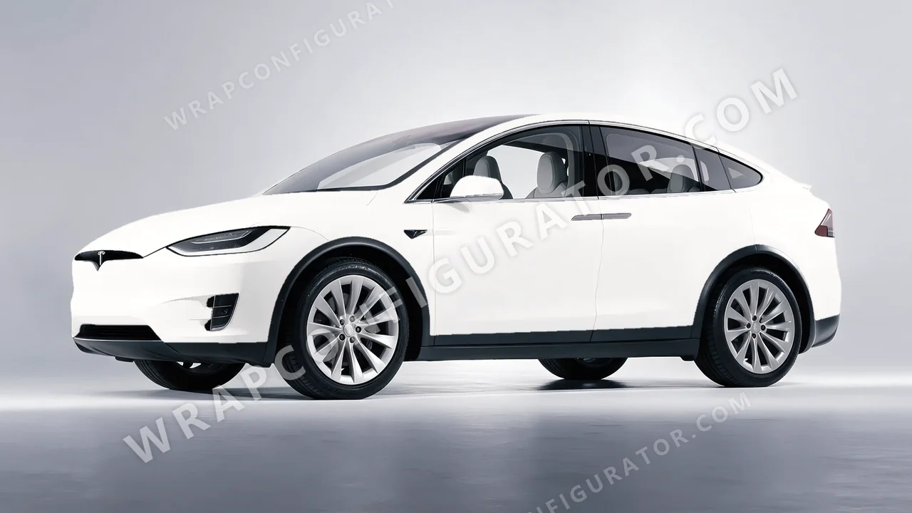 White Tesla Model X 2017 wrapped in 3M Matte White M10