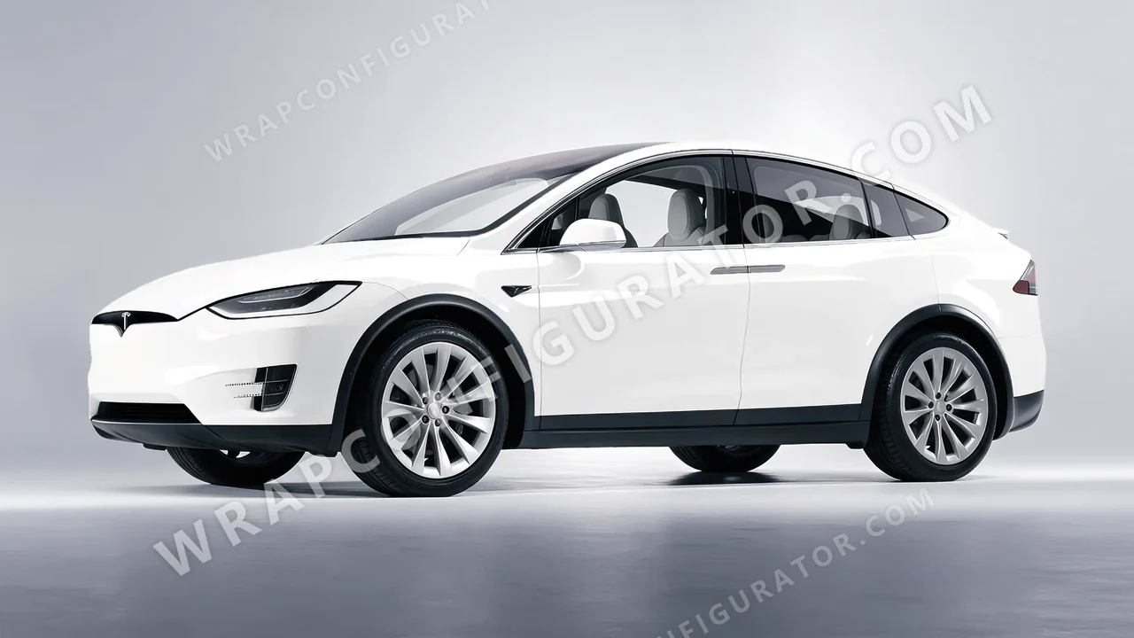 White Tesla Model X 2017 wrapped in 3M White HG10
