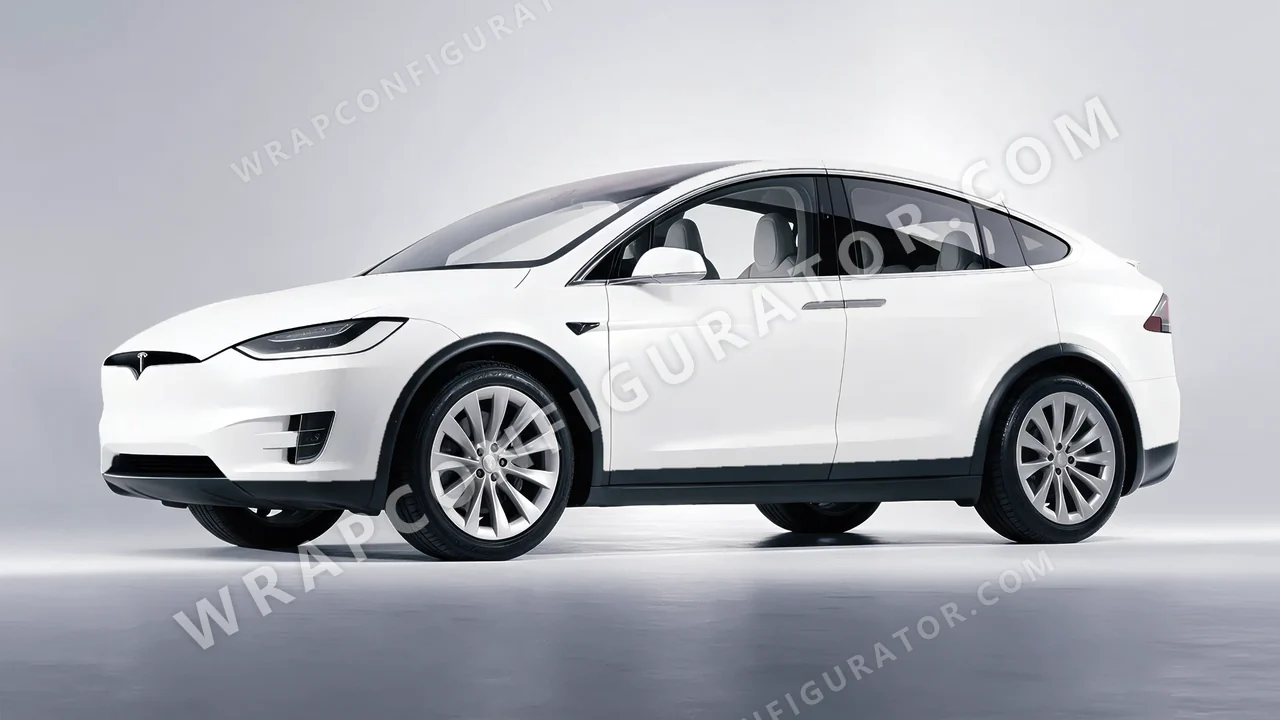 White Tesla Model X 2017 wrapped in Avery Dennison White SW900-102-O