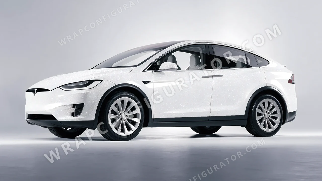 White Tesla Model X 2017 wrapped in Avery Dennison White SW900-161-D