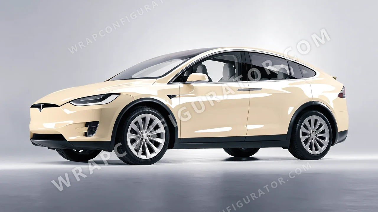 White Tesla Model X 2017 wrapped in Colourshield PPF by HyperPro Cream White HGF52-P