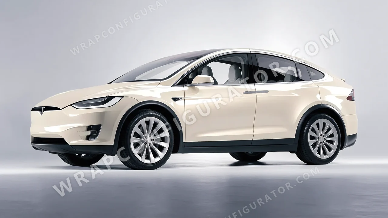 White Tesla Model X 2017 wrapped in Colourshield PPF by HyperPro White GAF42-P