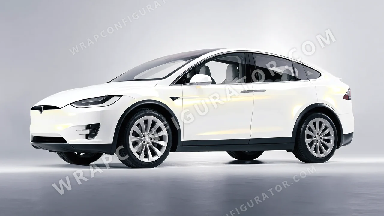 White Tesla Model X 2017 wrapped in Colourshield PPF by HyperPro White/Gold CWF07-P