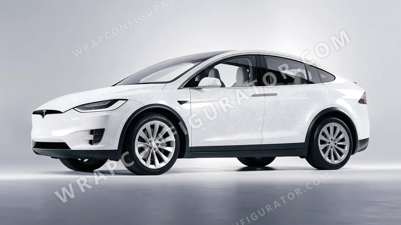 White Tesla Model X 2017 wrapped in Colourshield PPF by HyperPro White MDF02-P