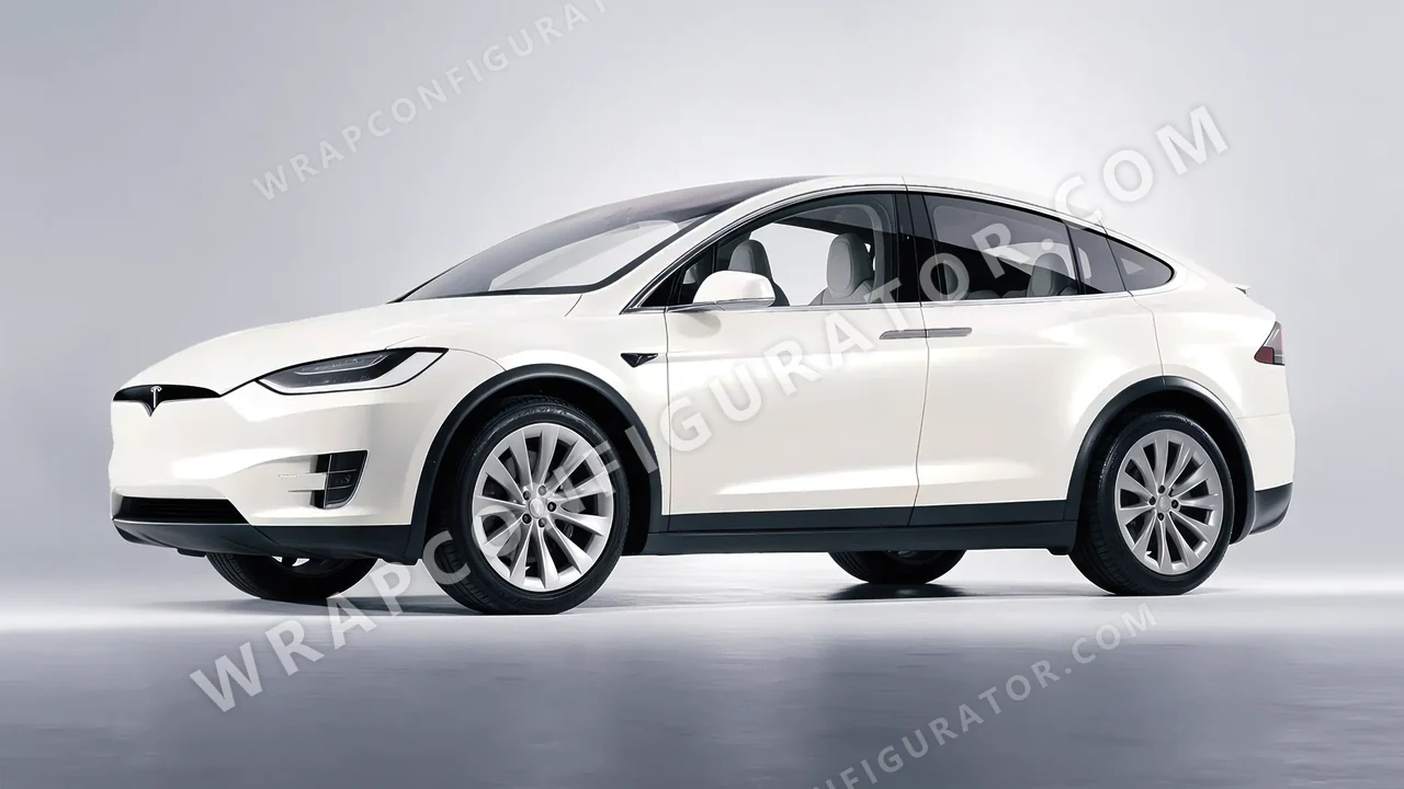 White Tesla Model X 2017 wrapped in Inozetek Dynamic PPF White DPPF807