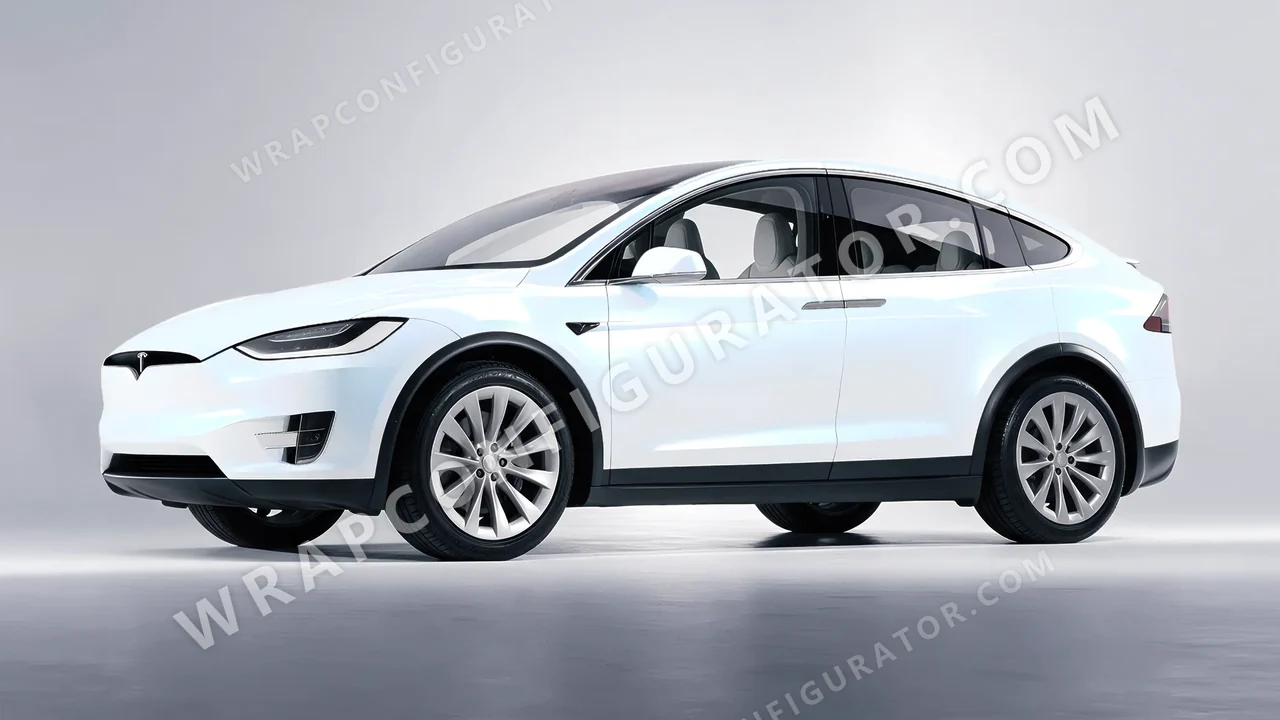 White Tesla Model X 2017 wrapped in KPMF Pacific Blue White Starlight K75476