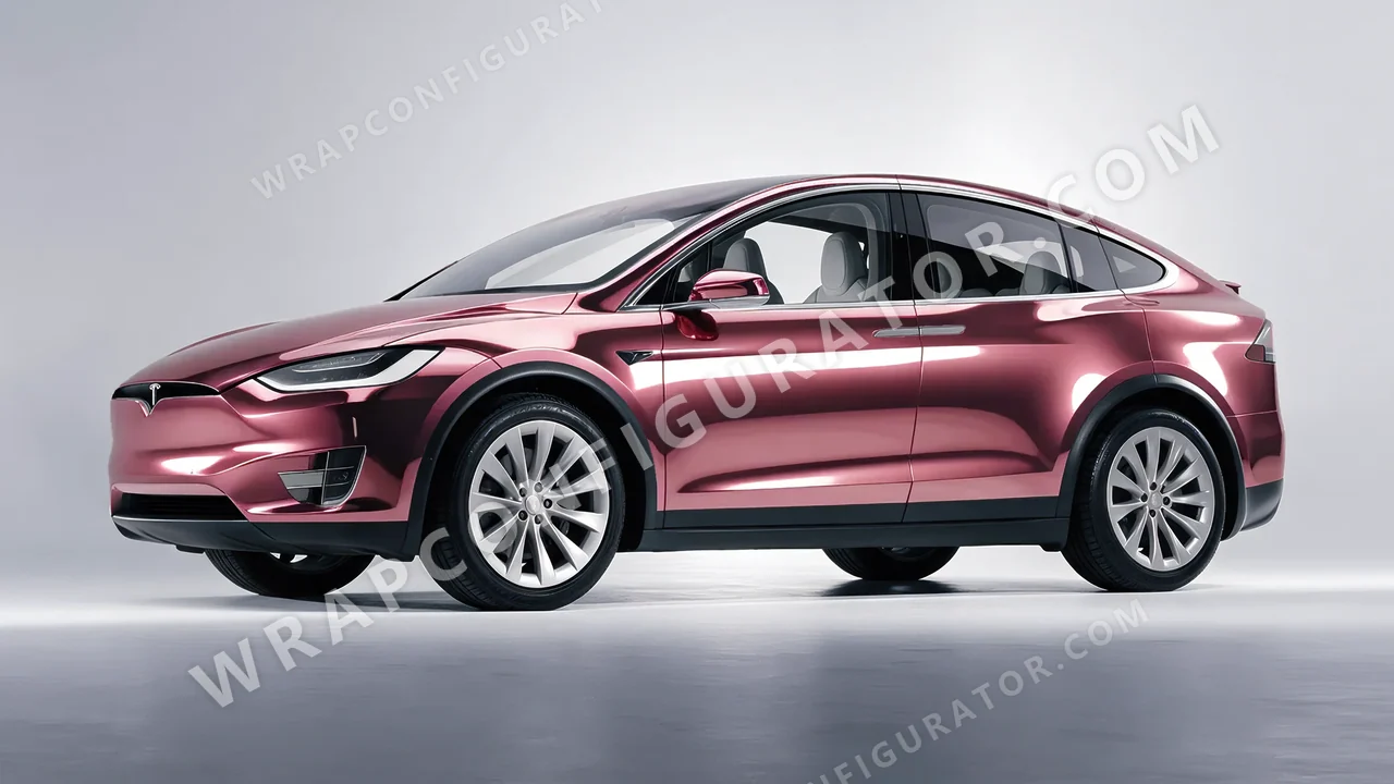 Yellow Tesla Model X 2017 wrapped in Avery Dennison Rose Gold SF100-211-S