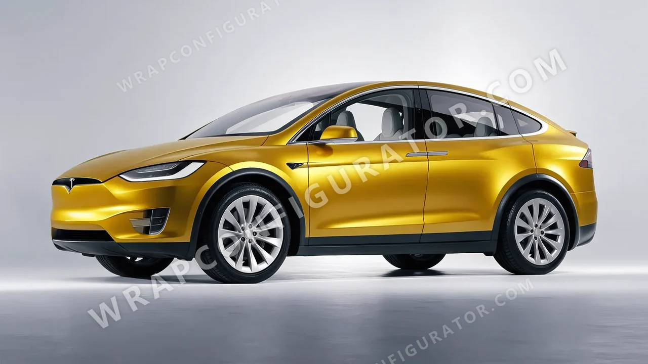 Yellow Tesla Model X 2017 wrapped in Avery Dennison Satin Energetic Yellow SW900-261-S