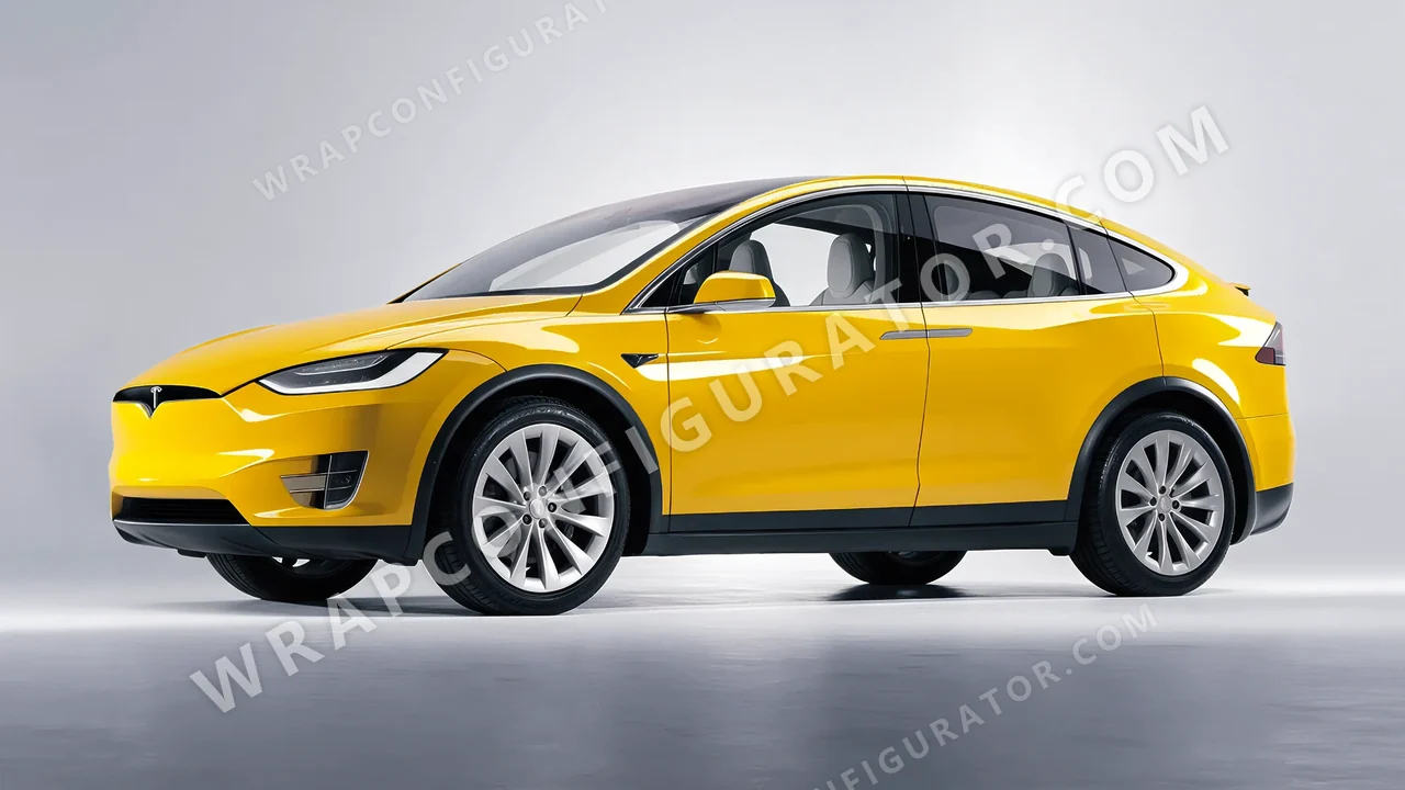 Yellow Tesla Model X 2017 wrapped in Avery Dennison Yellow SW900-235-O