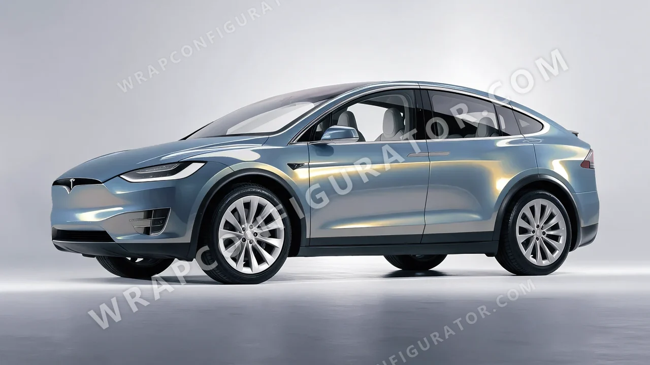 Yellow Tesla Model X 2017 wrapped in Colourshield PPF by HyperPro Blue/Gold CGM17-P
