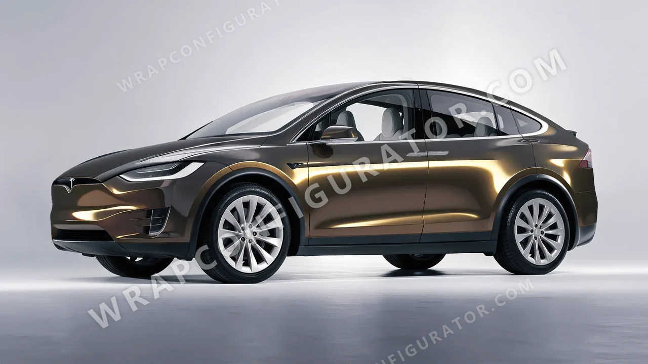 Yellow Tesla Model X 2017 wrapped in Colourshield PPF by HyperPro Gray Gold CGM13-P