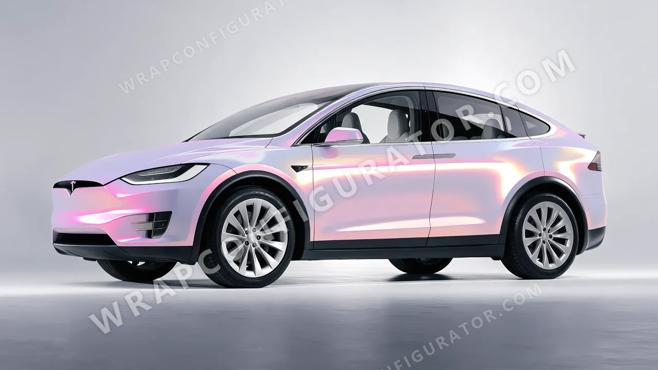 Yellow Tesla Model X 2017 wrapped in Colourshield PPF by HyperPro Purple/Pink/Gold CGM20-P