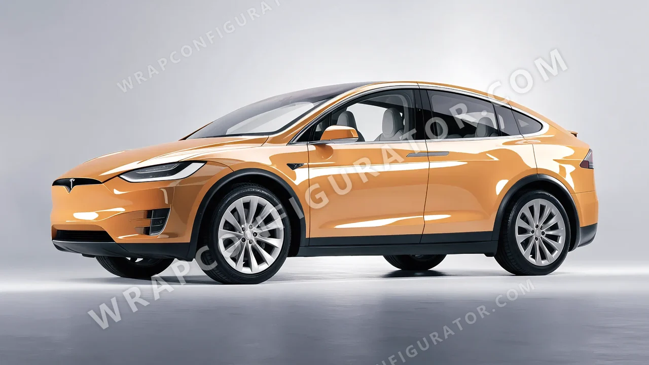 Yellow Tesla Model X 2017 wrapped in Colourshield PPF by HyperPro Sand Yellow HGF51-P