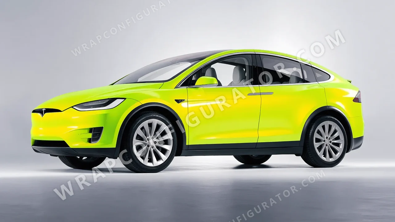 Yellow Tesla Model X 2017 wrapped in Colourshield PPF by HyperPro Yellow GSF01-P
