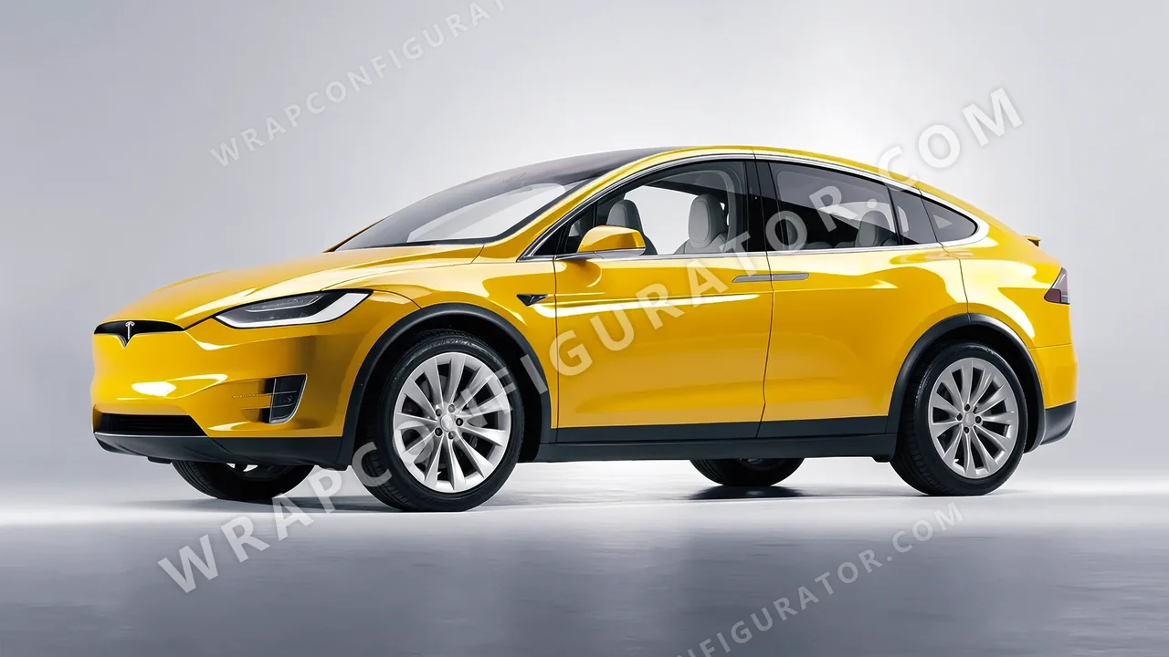 Yellow Tesla Model X 2017 wrapped in ORACAL Maize Yellow 970RA-209G