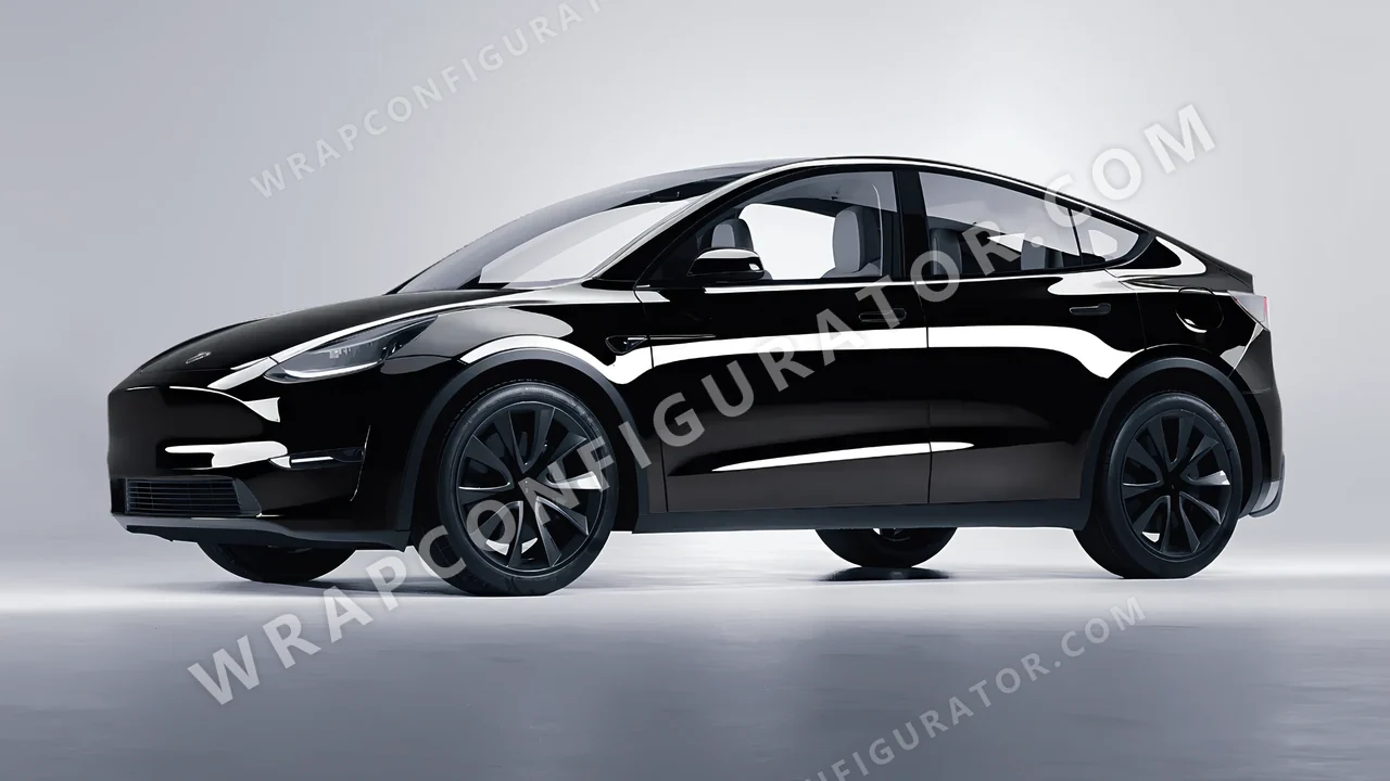 Black Tesla Model Y 2020 wrapped in 3M Black HG12