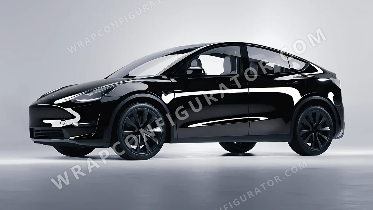 Black Tesla Model Y 2020 wrapped in 3M Gloss Black G12