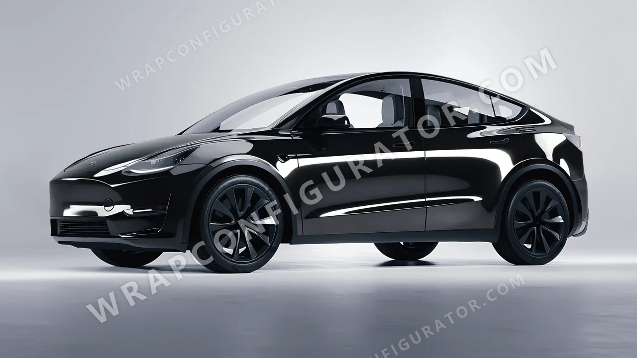 Black Tesla Model Y 2020 wrapped in 3M Gloss Black Metallic G212
